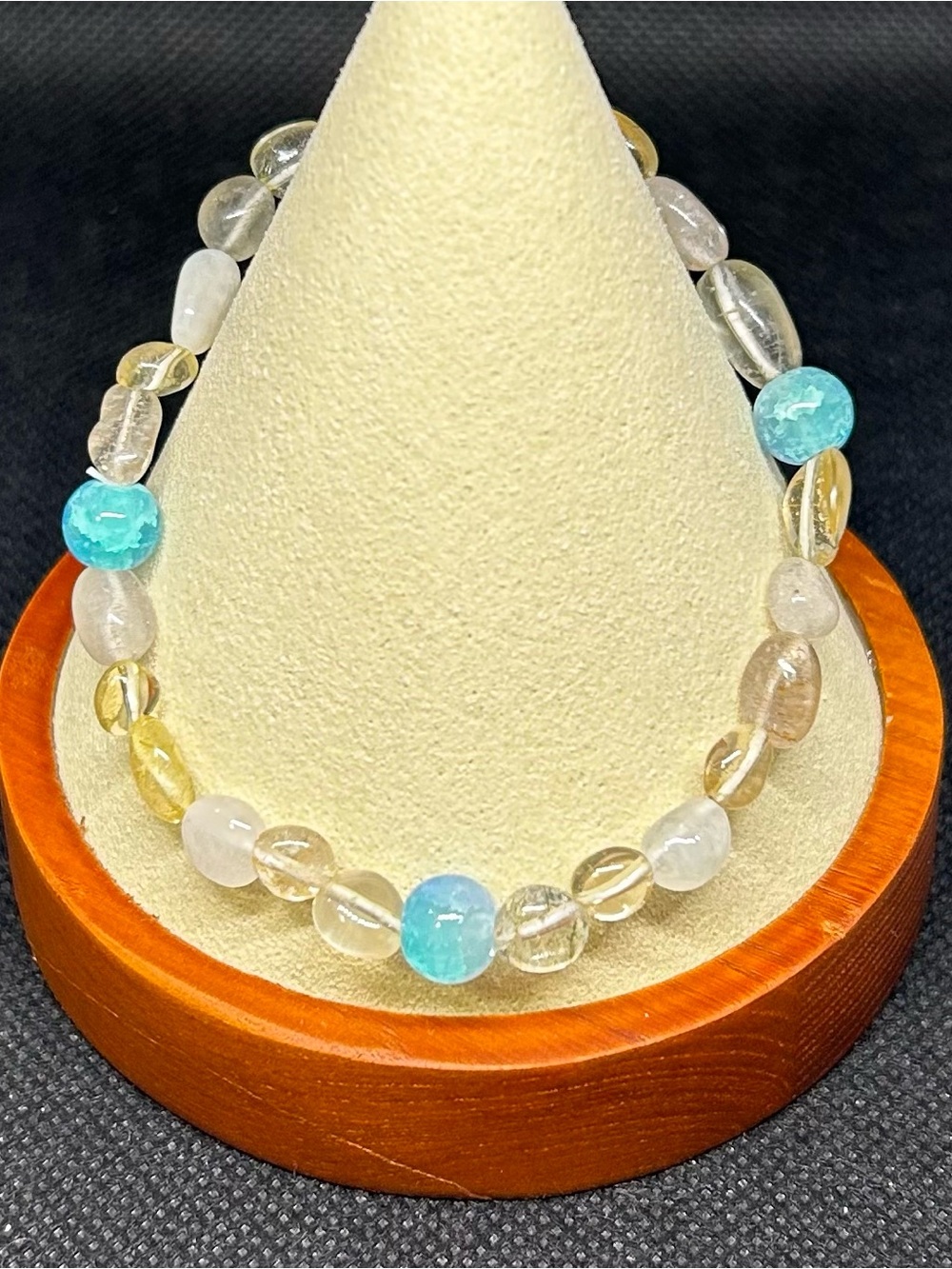 Turquoise and Clear Bead Stretch Bracelet